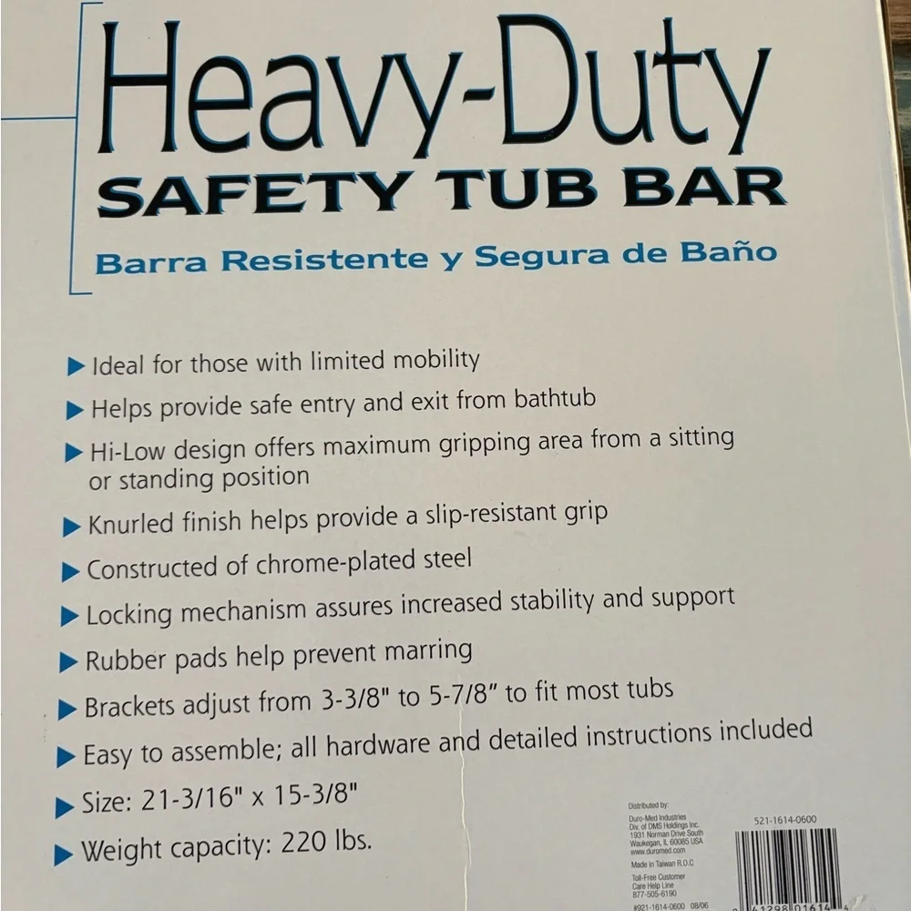 NIB-Heavy Duty Safety Bar Stainless Steel Elderly Bathtub Support Handle Grab.
